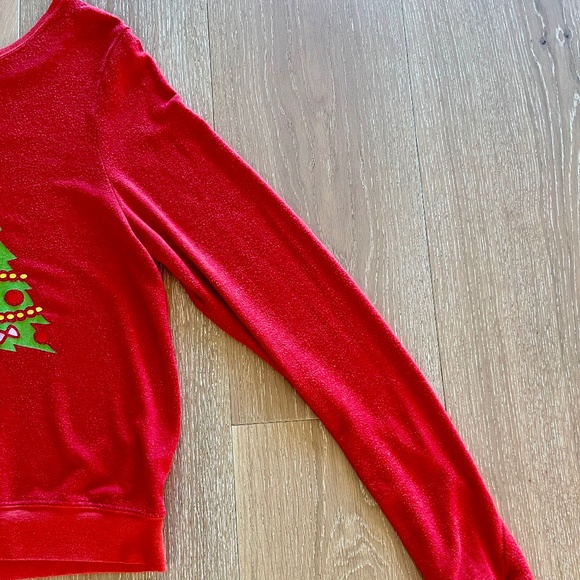 Wildfox Red Christmas Tree Baggy Beach Jumper Size Large - Picture 4 of 13